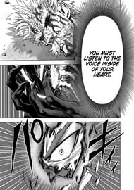 Garou's eye breaks as he hears the words of his ex-master (Image via onepiecechapters.com)